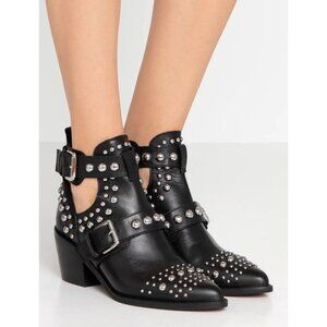 Kurt Geiger London Sybil Black Leather Studded Ankle Bootie Size 36 (6)